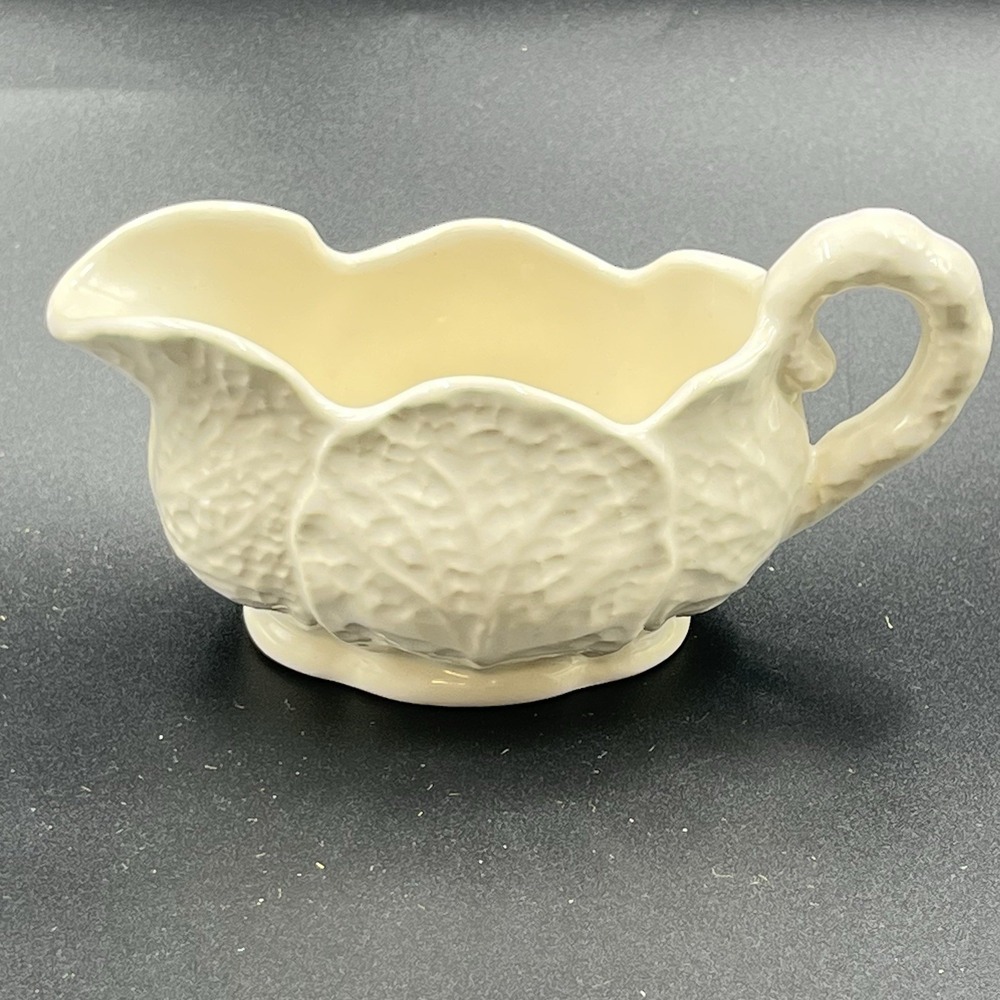 Shorter & Son Ltd Cabbage Leaf Ironstone Gravy Boat Creamer England Cream 5.5"